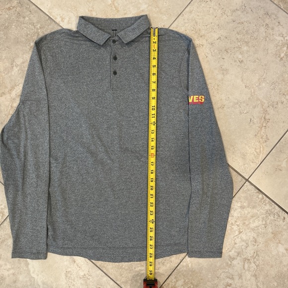 Lululemon Evolution Polo Men XL Grey Long Sleeve Shirt Stretch Athletic Faves - Picture 4 of 8